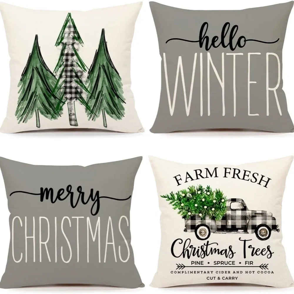 Christmas Decorative Pillow Covers 8 Count